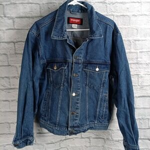 Vtg Wrangler Hero Denim Jacket Mens L Blue  Trucker Jean Coat  Western